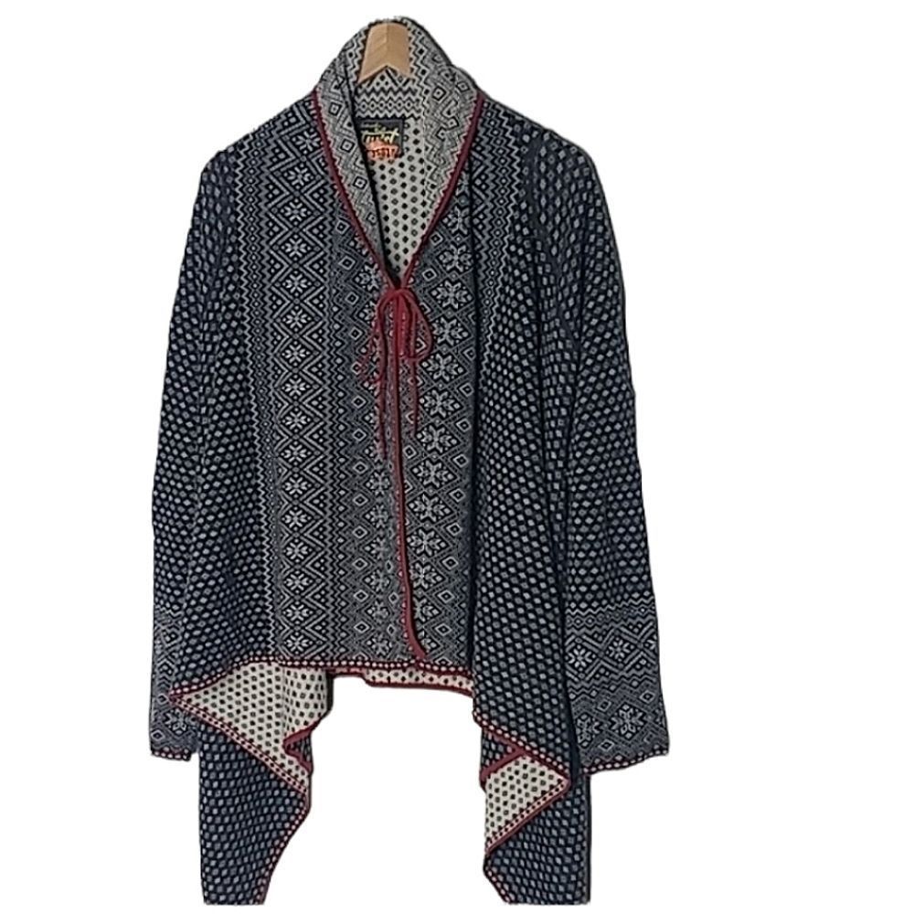 Grey and Red Wool Waterfall Cardigan size S-L